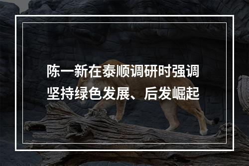 陈一新在泰顺调研时强调 坚持绿色发展、后发崛起