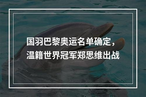国羽巴黎奥运名单确定，温籍世界冠军郑思维出战