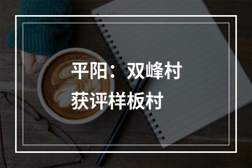 平阳：双峰村获评样板村