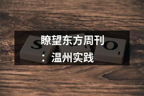 瞭望东方周刊：温州实践