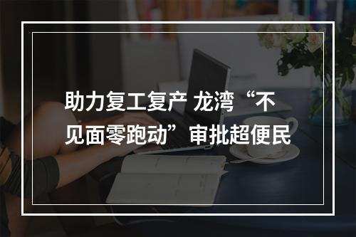 助力复工复产 龙湾“不见面零跑动”审批超便民