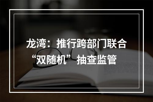 龙湾：推行跨部门联合“双随机”抽查监管
