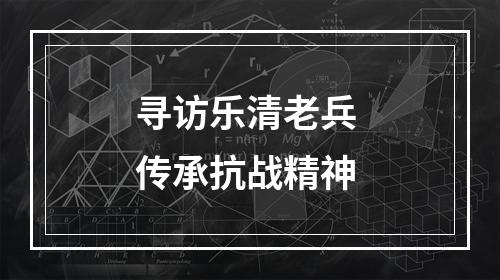 寻访乐清老兵 传承抗战精神