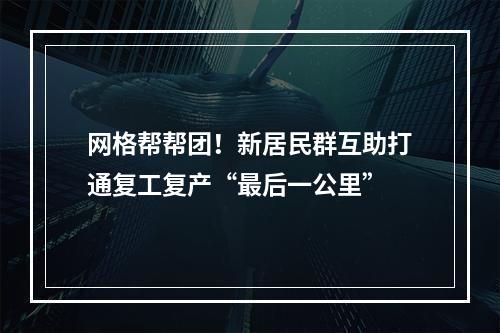 网格帮帮团！新居民群互助打通复工复产“最后一公里”