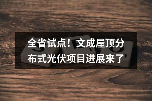 全省试点！文成屋顶分布式光伏项目进展来了