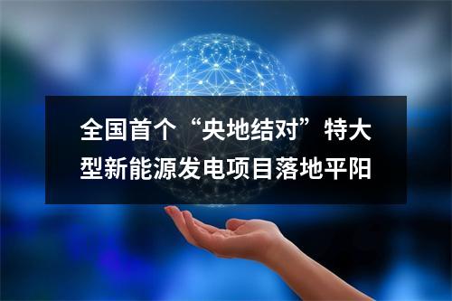 全国首个“央地结对”特大型新能源发电项目落地平阳