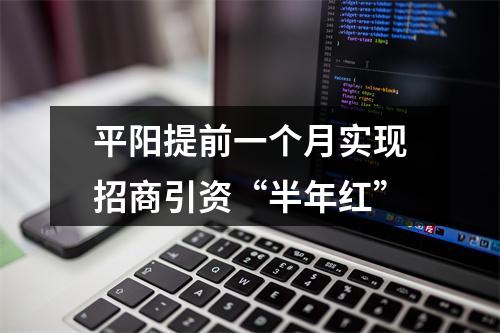 平阳提前一个月实现招商引资“半年红”
