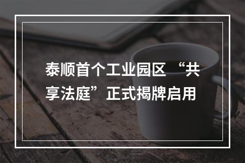 泰顺首个工业园区 “共享法庭”正式揭牌启用
