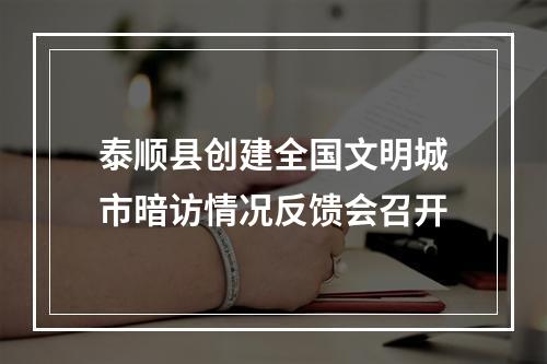 泰顺县创建全国文明城市暗访情况反馈会召开