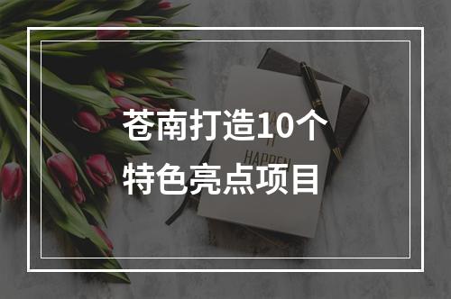 苍南打造10个特色亮点项目
