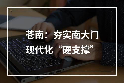 苍南：夯实南大门现代化“硬支撑”