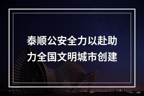 泰顺公安全力以赴助力全国文明城市创建