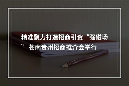 精准聚力打造招商引资“强磁场” 苍南贵州招商推介会举行