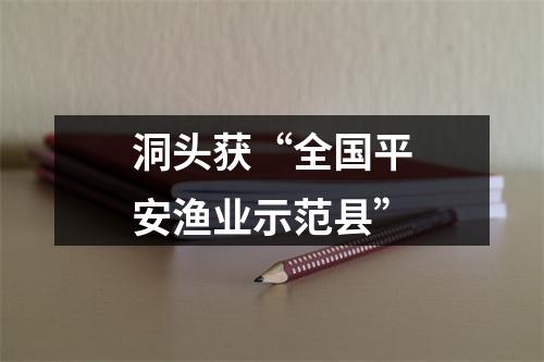 洞头获“全国平安渔业示范县”