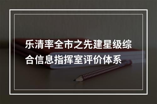 乐清率全市之先建星级综合信息指挥室评价体系