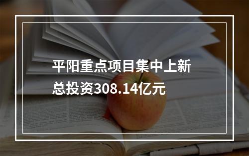 平阳重点项目集中上新  总投资308.14亿元
