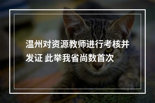 温州对资源教师进行考核并发证 此举我省尚数首次