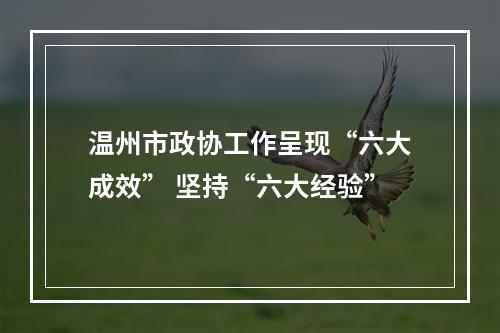温州市政协工作呈现“六大成效” 坚持“六大经验”