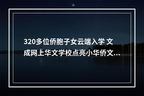 320多位侨胞子女云端入学 文成网上华文学校点亮小华侨文化生活