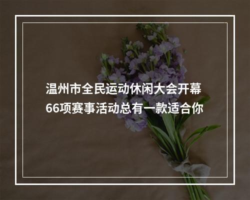 温州市全民运动休闲大会开幕 66项赛事活动总有一款适合你