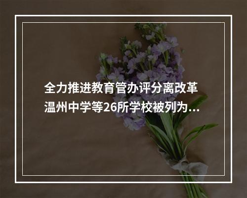 全力推进教育管办评分离改革  温州中学等26所学校被列为试点