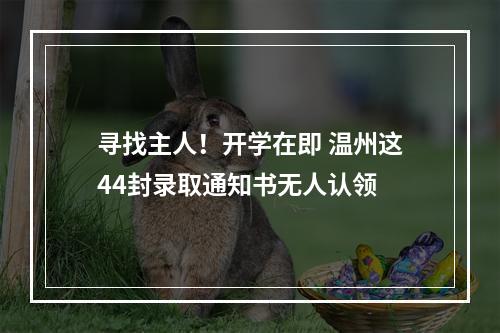 寻找主人！开学在即 温州这44封录取通知书无人认领