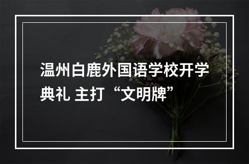 温州白鹿外国语学校开学典礼 主打“文明牌”