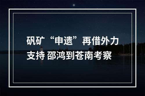 矾矿“申遗”再借外力支持 邵鸿到苍南考察