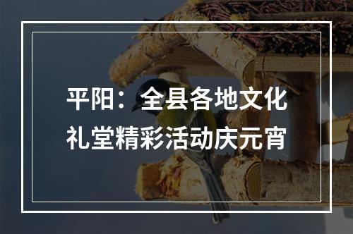平阳：全县各地文化礼堂精彩活动庆元宵