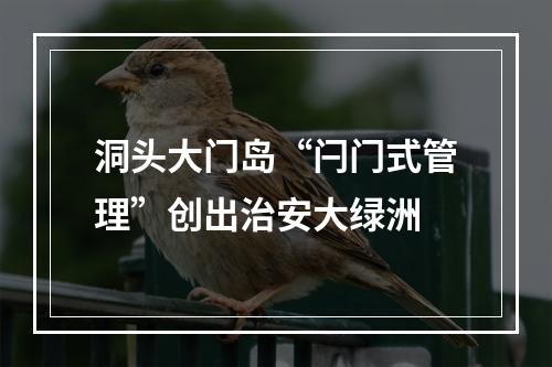 洞头大门岛“闩门式管理”创出治安大绿洲