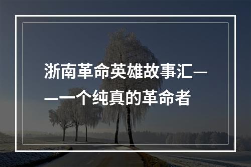 浙南革命英雄故事汇——一个纯真的革命者