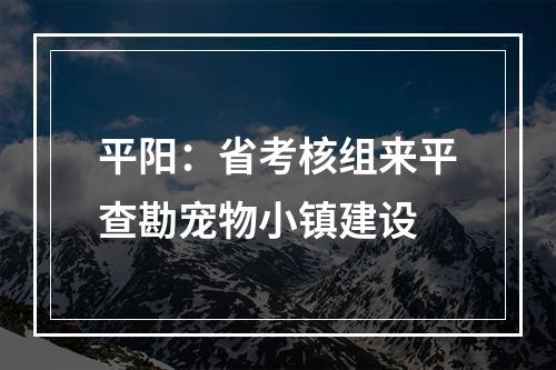 平阳：省考核组来平查勘宠物小镇建设