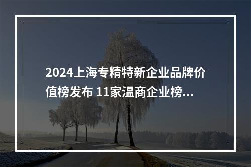 2024上海专精特新企业品牌价值榜发布 11家温商企业榜上有名