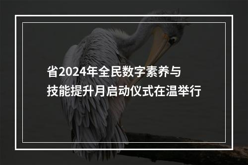 省2024年全民数字素养与技能提升月启动仪式在温举行