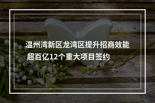 温州湾新区龙湾区提升招商效能 超百亿12个重大项目签约