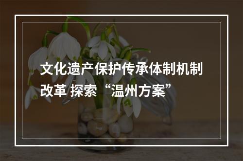 文化遗产保护传承体制机制改革 探索“温州方案”
