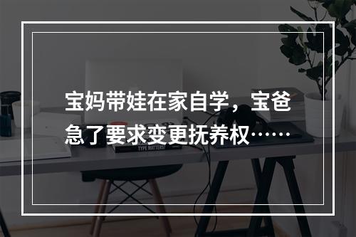 宝妈带娃在家自学，宝爸急了要求变更抚养权……