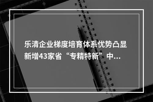 乐清企业梯度培育体系优势凸显 新增43家省“专精特新”中小企