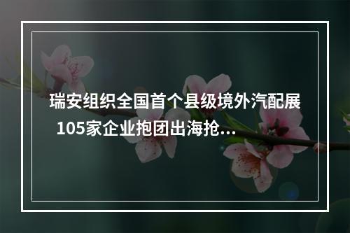 瑞安组织全国首个县级境外汽配展  105家企业抱团出海抢订单