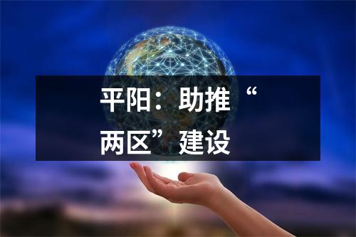 平阳：助推“两区”建设