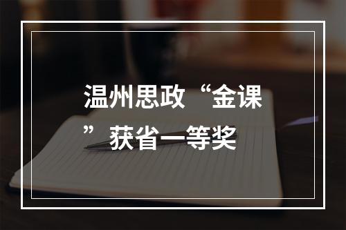 温州思政“金课”获省一等奖