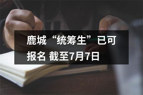 鹿城“统筹生”已可报名 截至7月7日