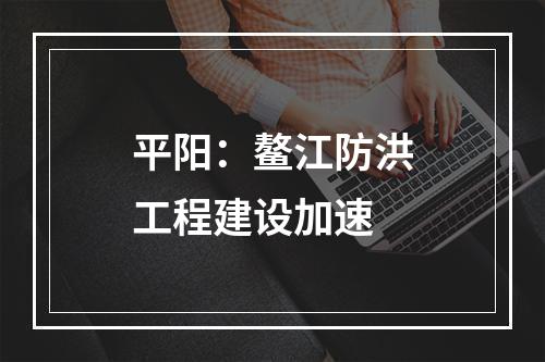 平阳：鳌江防洪工程建设加速