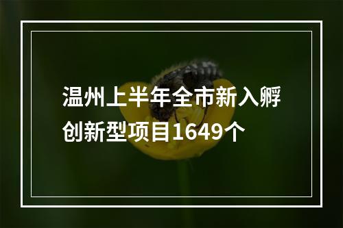 温州上半年全市新入孵创新型项目1649个