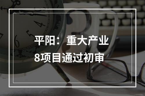 平阳：重大产业 8项目通过初审