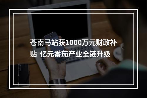 苍南马站获1000万元财政补贴  亿元番茄产业全链升级