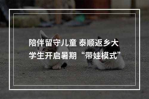 陪伴留守儿童 泰顺返乡大学生开启暑期“带娃模式”