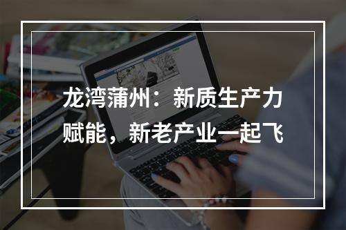 龙湾蒲州：新质生产力赋能，新老产业一起飞