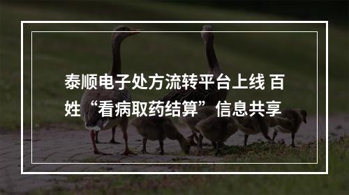 泰顺电子处方流转平台上线 百姓“看病取药结算”信息共享