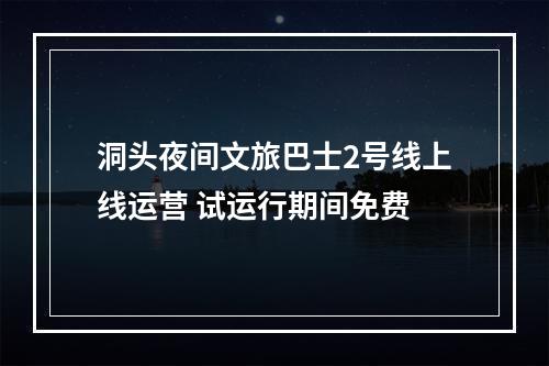 洞头夜间文旅巴士2号线上线运营 试运行期间免费